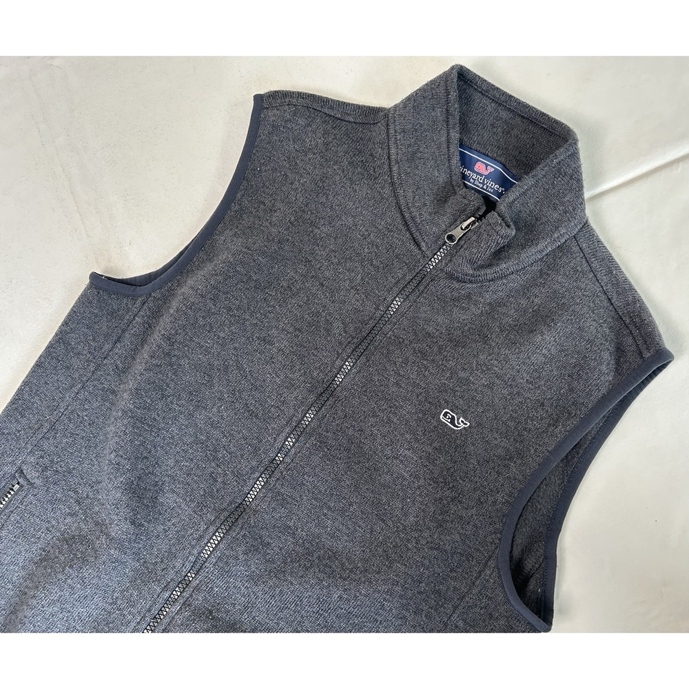 Vineyard Vines Shep & Ian Knit Vest Charcoal Women's Small Full Zip
